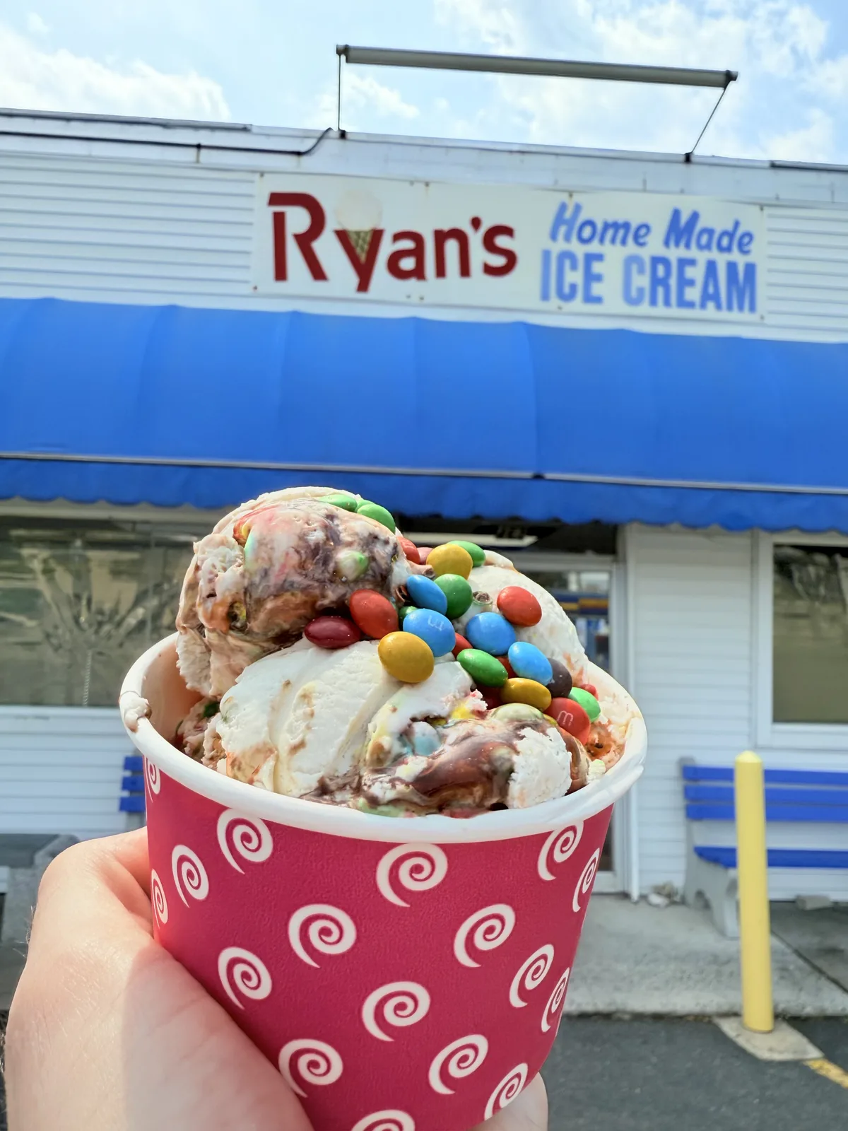 Ice cream sundae loaded with chocolate candies at Ryan's