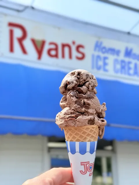 Double scoop chocolate chunk ice cream on a cake cone