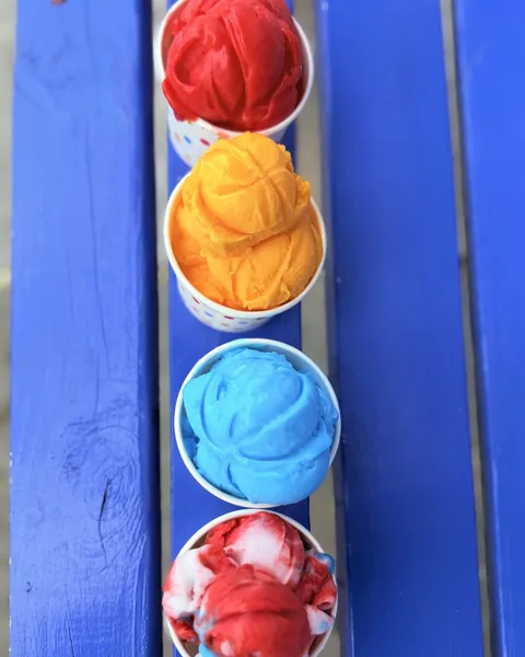 Colorful stacked cups of homemade Italian ice